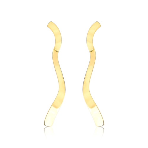 Brinco Slim Orgânico em ouro 18k pingente módulos ondulados corte a laser polidos