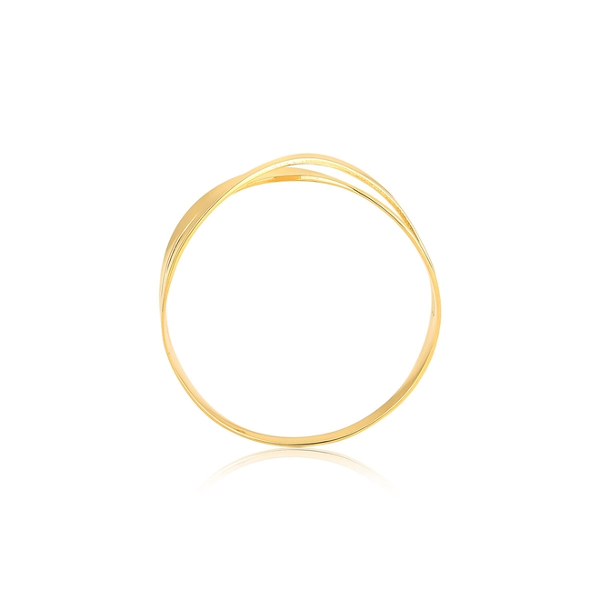 Anel Slim aro cruzado ouro 18k corte a laser polido 3