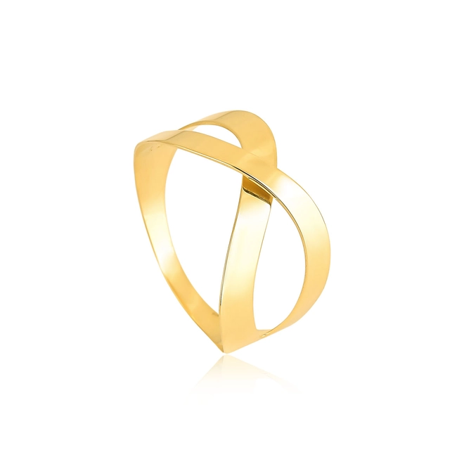 Anel Slim aro cruzado ouro 18k corte a laser polido 1