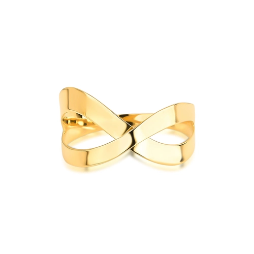 Anel Slim aro cruzado ouro 18k corte a laser polido