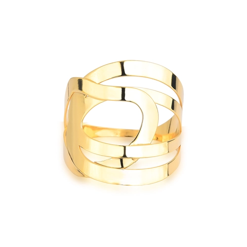 Anel Slim geométrico ouro 18k aros entrelaçados corte a laser