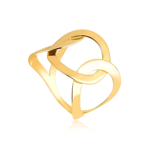 Anel Slim geométrico ouro 18k aros entrelaçados corte a laser