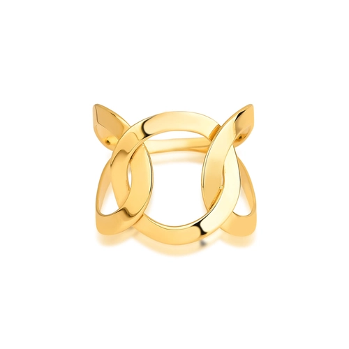 Anel Slim geométrico ouro 18k aros entrelaçados corte a laser