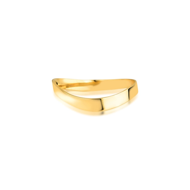 Anel Slim aro ondulado ouro 18k corte a laser polido 3