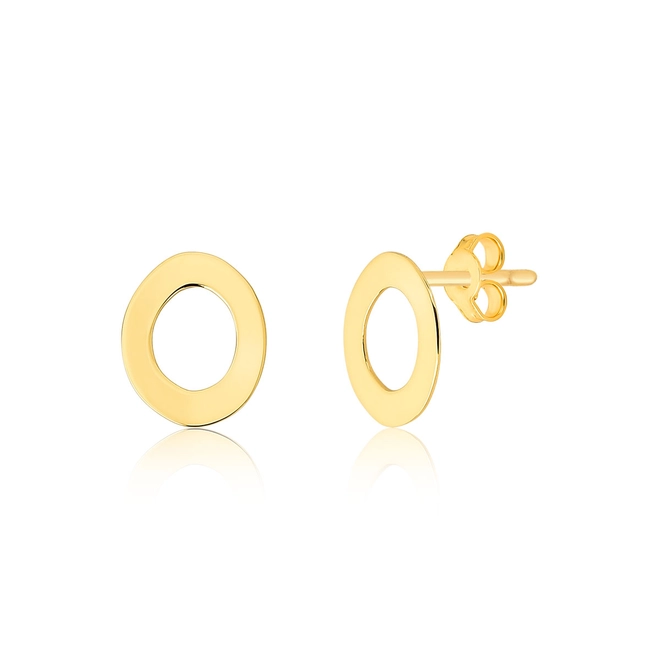 Brinco Slim Stud geométrico ouro 18k círculo oval vazado 1