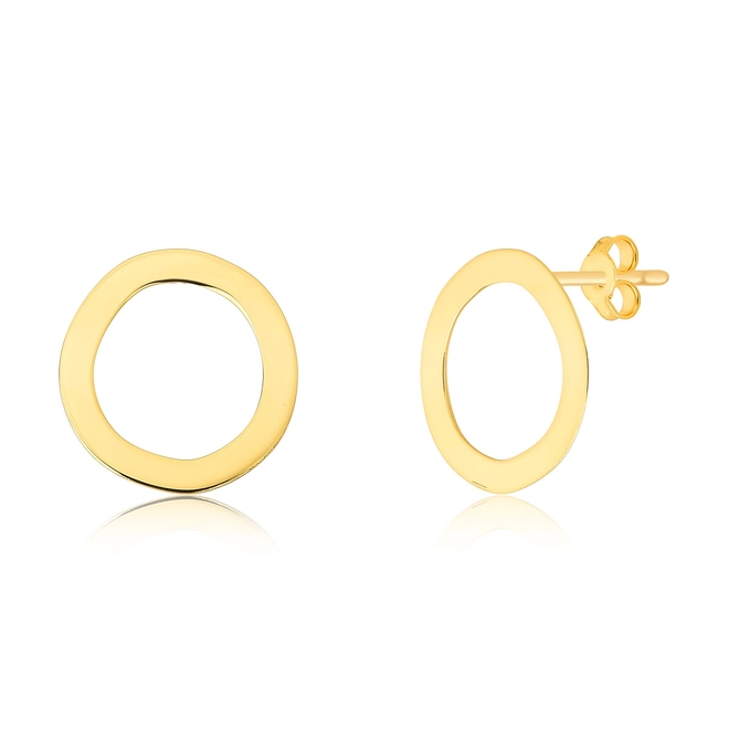 Brinco Slim círculo vazado ouro 18k corte a laser polido 1