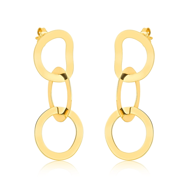 Brinco Slim pingente geométrico ouro 18k elos entrelaçados 1