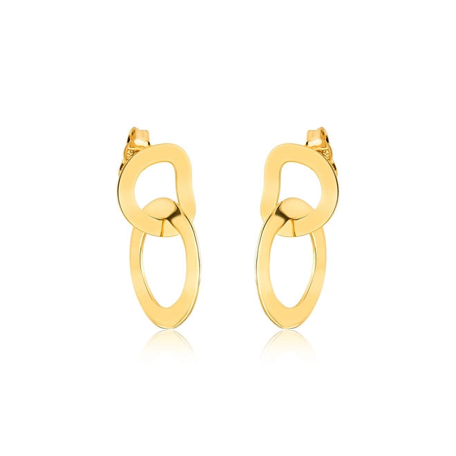 Brinco Slim pingente ouro 18k dois elos entrelaçados vazados polidos 1