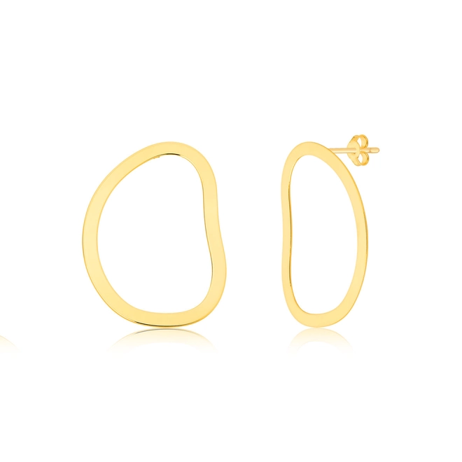 Brinco Slim circular ondulado ouro 18k vazado corte a laser polido 1