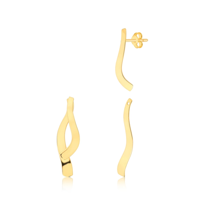 Brinco Slim pingente ouro 18k módulos cruzados polidos 1