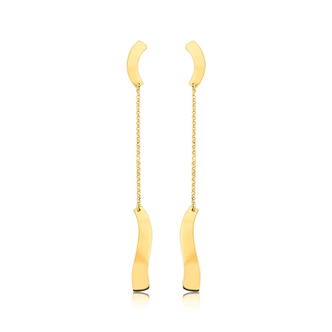 Brinco Slim pingente corrente ouro 18k com 2 módulos ondulados polidos 1