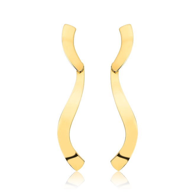 Brinco Slim pingente ouro 18k módulos fios ondulados polidos 1