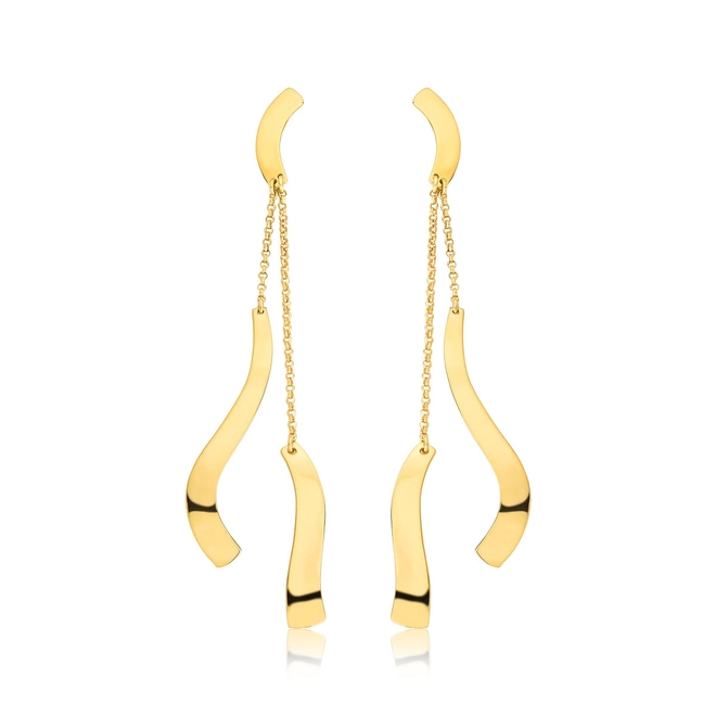 Brinco Slim pingente corrente em ouro 18k articulado módulos ondulados 1