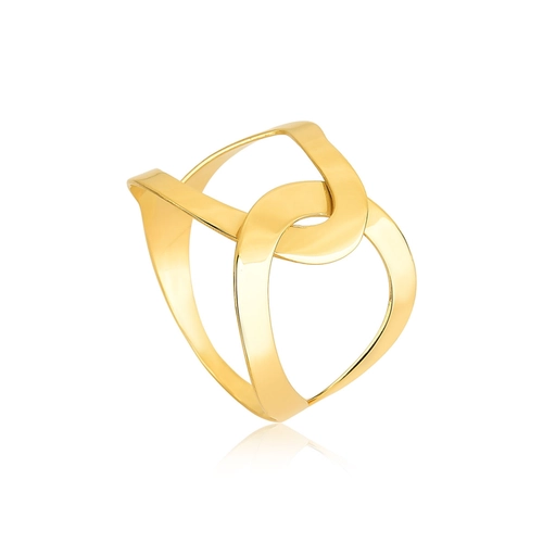 Anel Slim geométrico ouro 18k aros interligados vazados