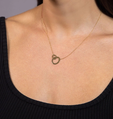 Gargantilha Slim corrente ouro 18k pingente elos interligados