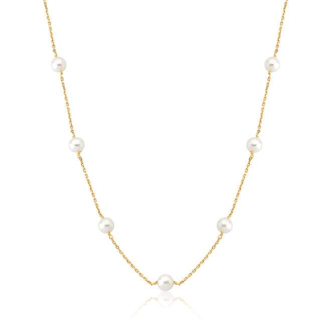 Gargantilha de Pérola ouro 18k corrente de elos 60CM 1
