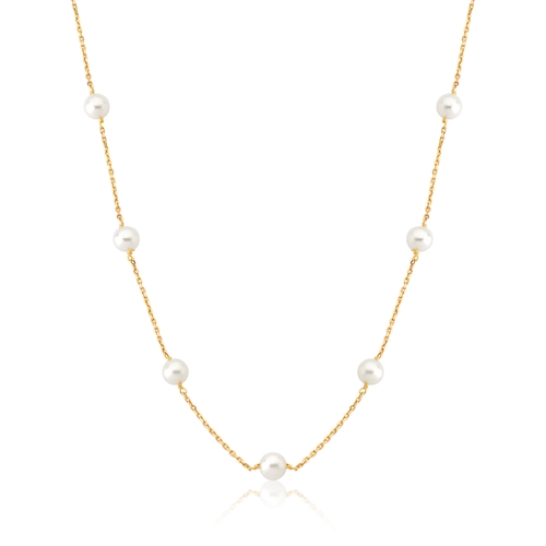 Gargantilha de Pérola ouro 18k corrente de elos 60CM