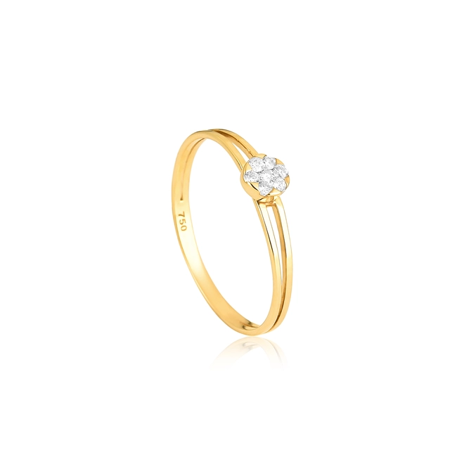 Anel dois aros ouro 18k redondo com 7,5pts de Diamantes 1
