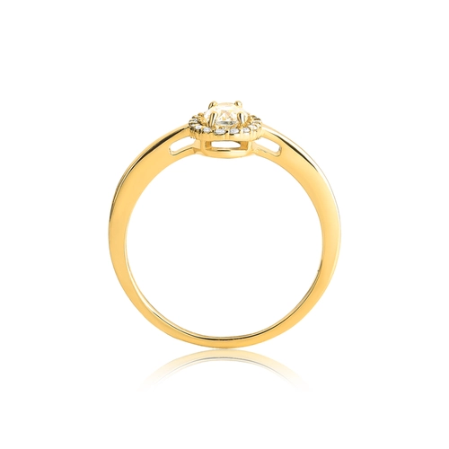 Anel oval de Topázio branco ouro 18k contorno de Diamantes