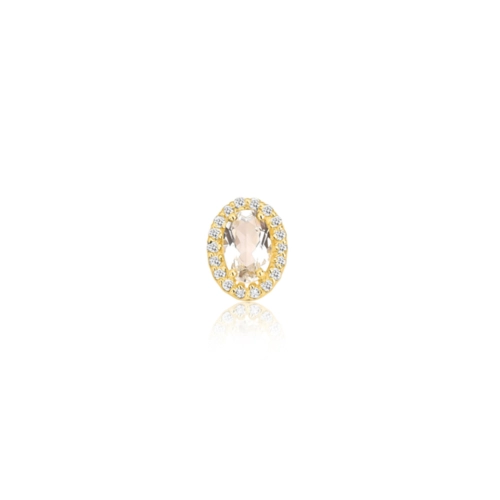 Pingente oval de Topázio branco ouro 18k contorno de 9pts de Diamantes