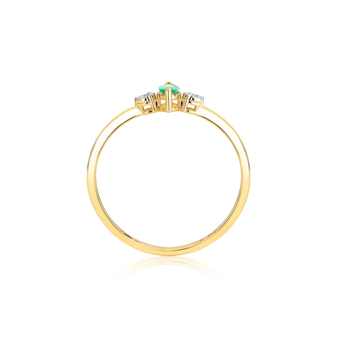 Anel navete de Esmeralda ouro 18k com 1pt de Diamante 2