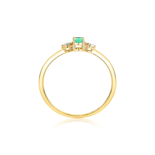 Anel gema oval de Esmeralda ouro 18k contorno de Diamantes 2