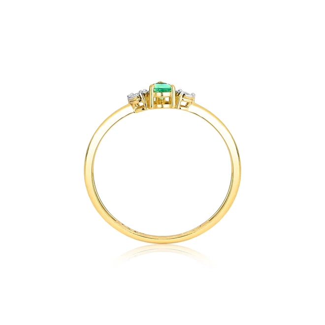 Anel gota de Esmeralda ouro 18k contorno de Diamantes 3