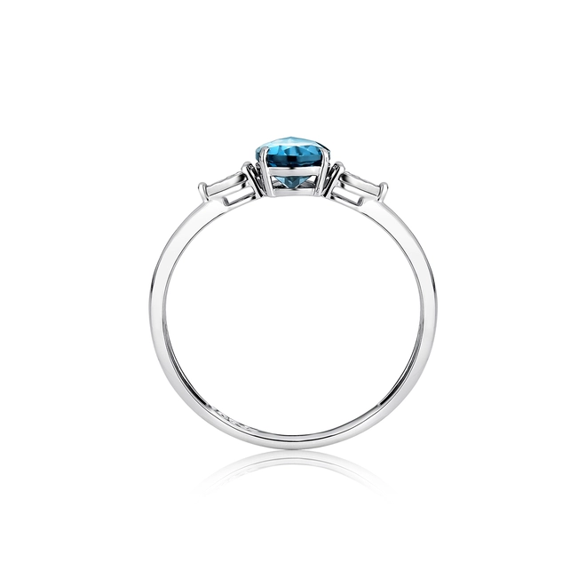 Anel gota de Topázio London ouro branco 18k com Diamantes 2