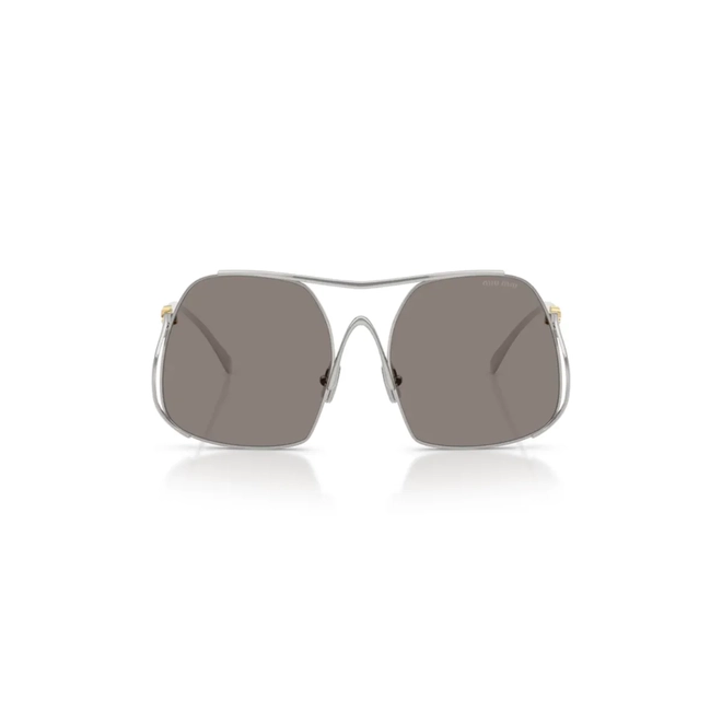 Óculos de Sol Miu Miu 0MU A55S 1BC80Q57 Aço Prateado com lentes na cor Cinza 2