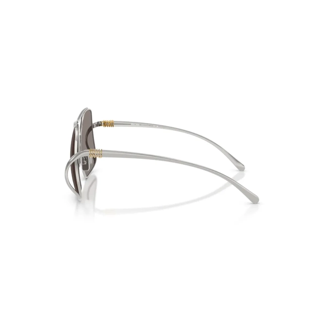 Óculos de Sol Miu Miu 0MU A55S 1BC80Q57 Aço Prateado com lentes na cor Cinza 3