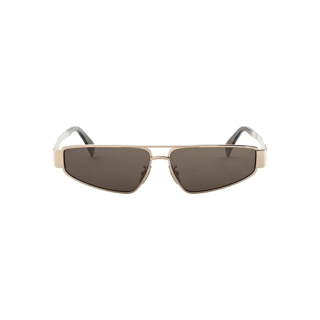 Óculos de Sol Celine Triomphe CL40318U_5928E Metal Dourado com lentes na cor Marrom 2