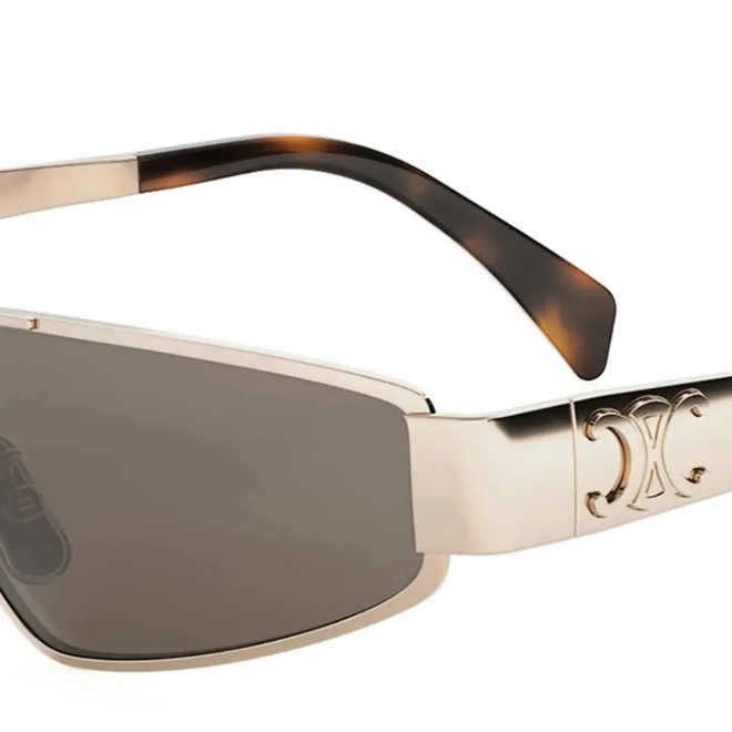 Óculos de Sol Celine Triomphe CL40318U_5928E Metal Dourado com lentes na cor Marrom 3