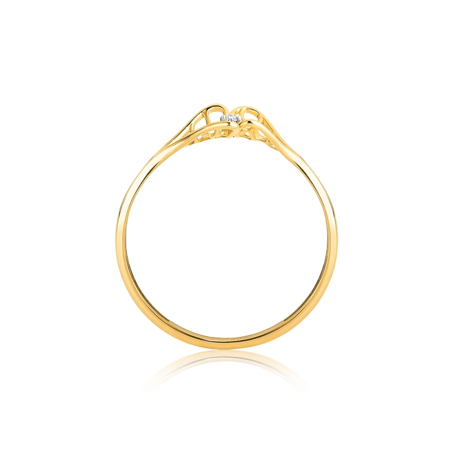 Anel Rosée folhas ouro 18k tramas orgânicas com um Diamante 2