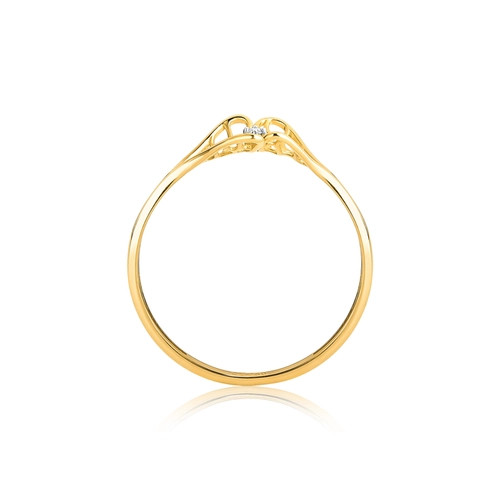 Anel Rosée folhas ouro 18k tramas orgânicas com um Diamante