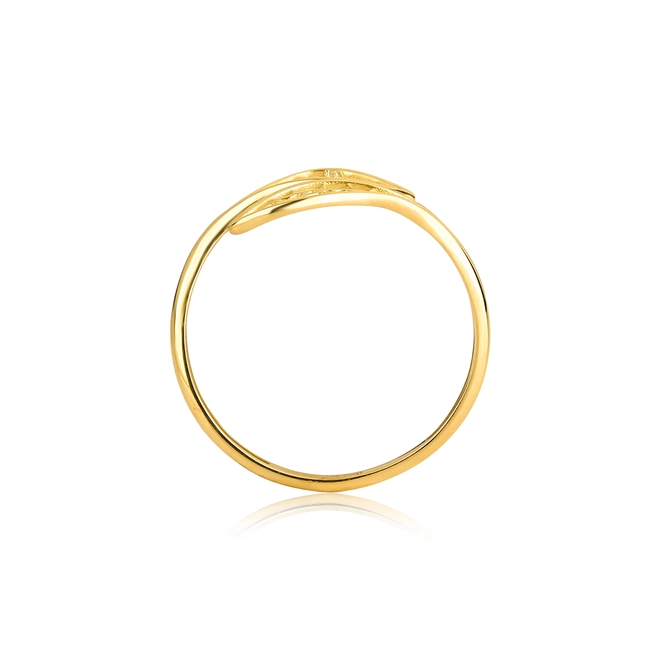 Anel Rosée folhas ouro 18k aro aberto tramas orgânicas com Diamante 3