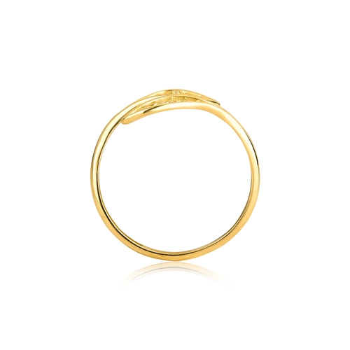Anel Rosée folhas ouro 18k aro aberto tramas orgânicas com Diamante