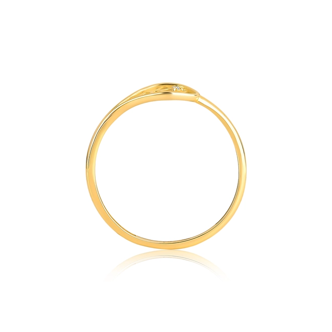 Anel Rosée folha ouro 18k tramas orgânicas vazadas com Diamante 2