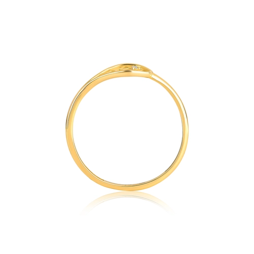 Anel Rosée folha ouro 18k tramas orgânicas vazadas com Diamante