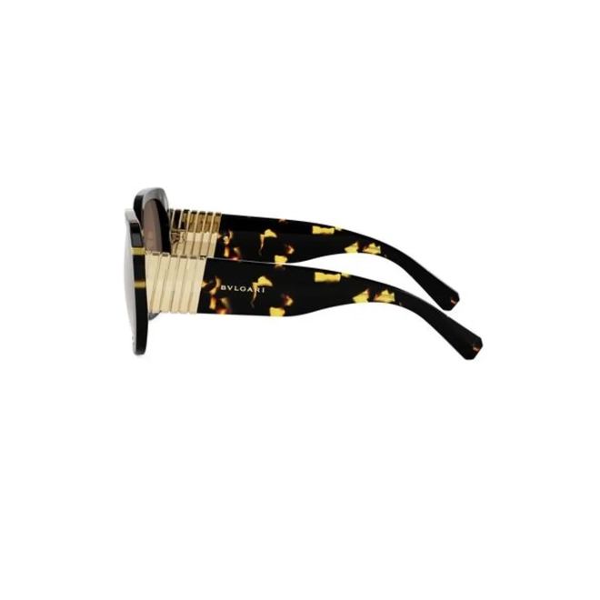 Óculos de Sol Bvlgari BV40058I_5456F Acetato Marrom Mesclado com lentes na cor Marrom Degradê 4