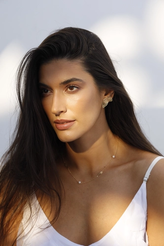 Gargantilha Rosée corrente folhas ouro 18k tramas orgânicas com Diamante e Pérolas