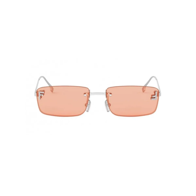 Óculos de Sol Fendi FE4172US_5416J Metal Prateado com lentes na cor Laranja 2