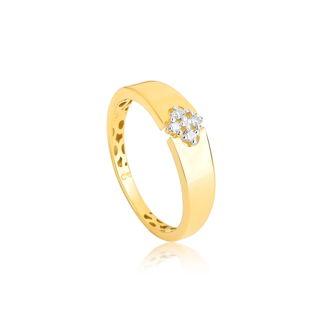 Anel losango de Diamantes ouro 18k aro polido com forro interno 1
