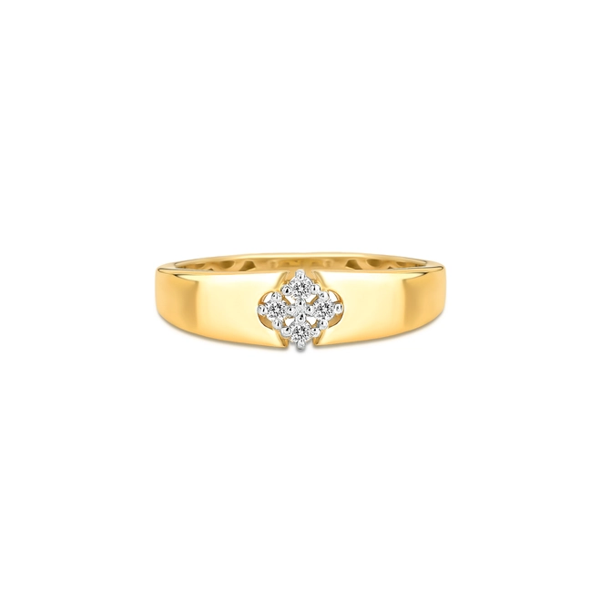 Anel losango de Diamantes ouro 18k aro polido com forro interno 3