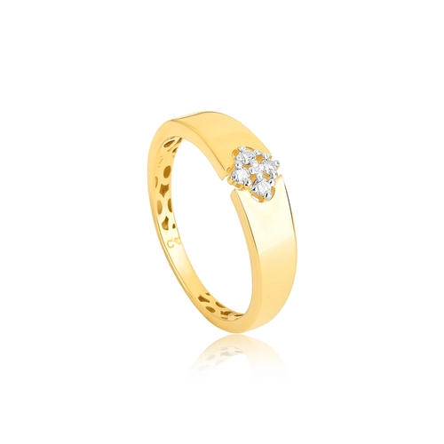 Anel losango de Diamantes ouro 18k aro polido com forro interno