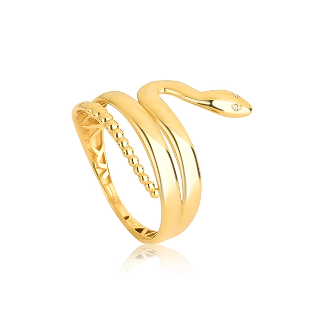Anel serpente ouro 18k olhos de Diamantes 1