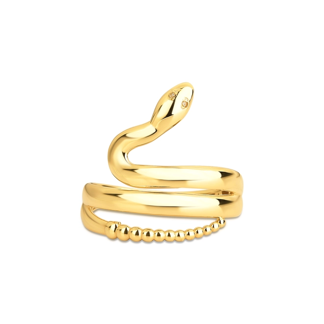 Anel serpente ouro 18k olhos de Diamantes 3