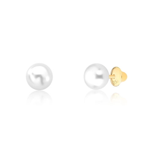 Brinco Stud botão ouro 18k de Pérola