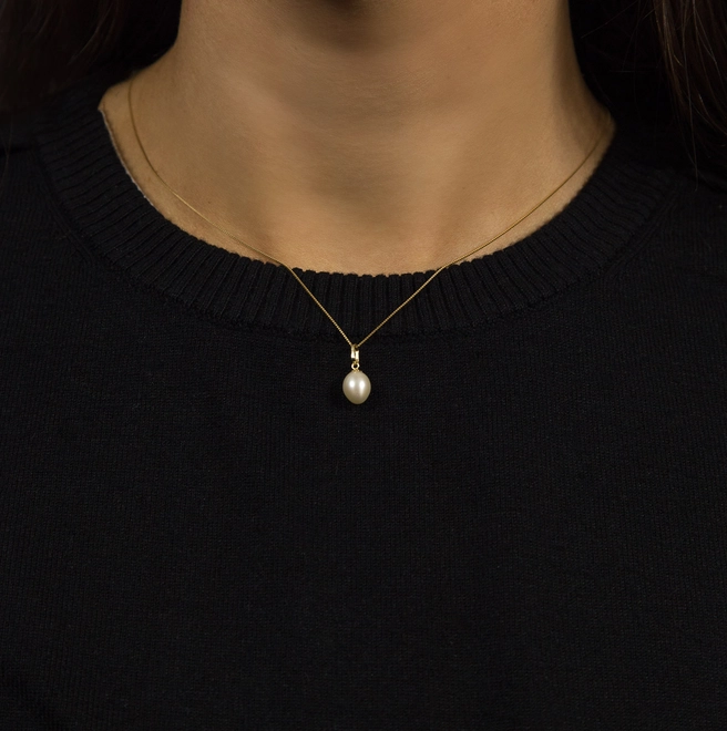 Pingente gota ouro 18k de Pérola de arroz 2