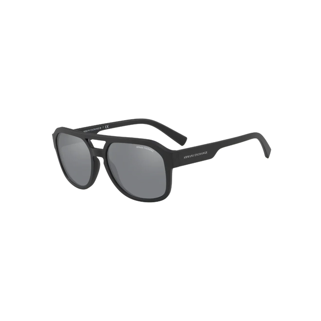 Óculos de Sol Armani Exchange 0AX4074S 80786G57 Acetato Preto com lentes na cor Cinza Claro Espelhado 1
