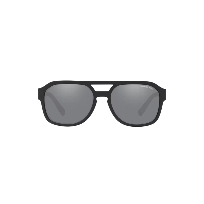 Óculos de Sol Armani Exchange 0AX4074S 80786G57 Acetato Preto com lentes na cor Cinza Claro Espelhado 2